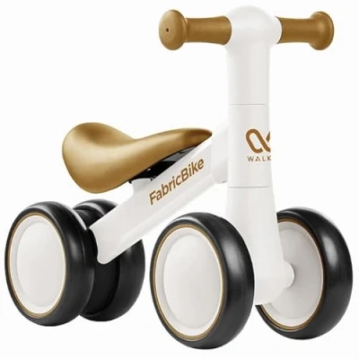 Afbeelding van FabricBike Walker loopfiets voor baby&#039;s 1 jaar oud, peuters van 10 24 maanden, zonder pedalen, jongens en meisjes, met 4 wielen. (Light White)