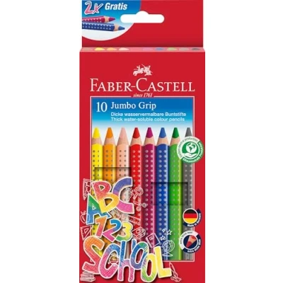 Afbeelding van Faber Castell 280922 Jumbo kleurpotlodenset, 10 stuks, onbreekbaar, voor kinderen en volwassenen