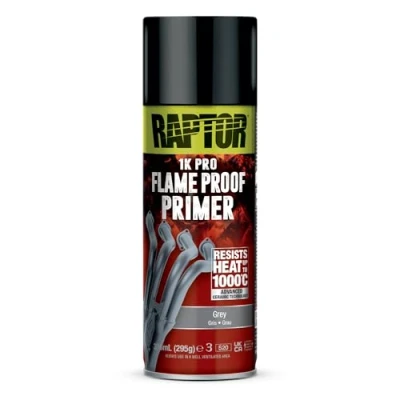 Afbeelding van U POL Raptor Flameproof vuurvast hittebestendig tot 1000 C Thermo lakspray bescherming voor uitlaat , motor en uitlaatspruitstuk tegen roest sneldrogend (primer grijs/grijs 336 ml)