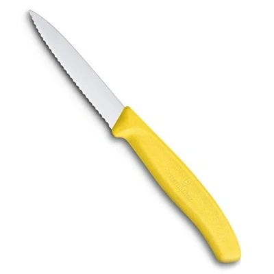 Afbeelding van Victorinox Keukenmes 8 cm Swiss Classic, extra scherp gekarteld, ergonomische handgreep, vaatwasmachinebestendig, geel