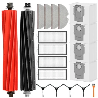 Afbeelding van NexHarb accessoireset voor Roborock Q5 Pro+/Q8 Max+/Q8 Max Plus/Q5 Pro Plus inclusief 4 dweildoeken, filters, zwarte zijborstels, stofzakken, 2 hoofdborstels, 1 gereedschap