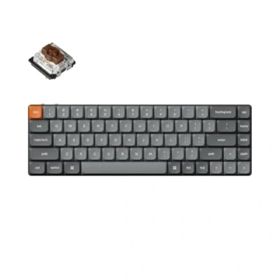 Afbeelding van Keychron K7 Max QMK/VIA Ultra Slim Draadloos Mechanisch Toetsenbord, 2,4 GHz/Bluetooth/USB 3 Mode, 65% Layout, Wit LED, Switch Brown, Programmeerbaar Gaming Toetsenbord voor Mac Windows