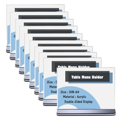Afbeelding van TUKA i AKUT 10x Acryl Folderhouder T Type met Voet, A4 Liggend Bordhouder Posterhouder Menuhouder, Folderstandaard Dubbelzijdig standaard voor Horeca Kantoren Tentoonstelling, TKD8204