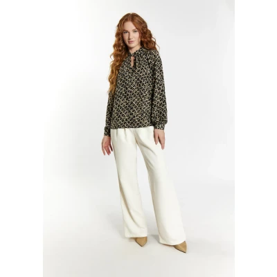 Afbeelding van Blouse met lange mouwen SCHMUDDELWEDDA S / Zwart Off White 100% Polyester