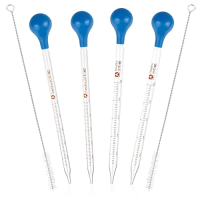 Afbeelding van Glazen pipet 10 ml 5 dropping kinderen 4 stuks meetpipetten druppelpipetten met borstel transferpipet glas voor laboratoriumgeneeskunde school reageerbuis