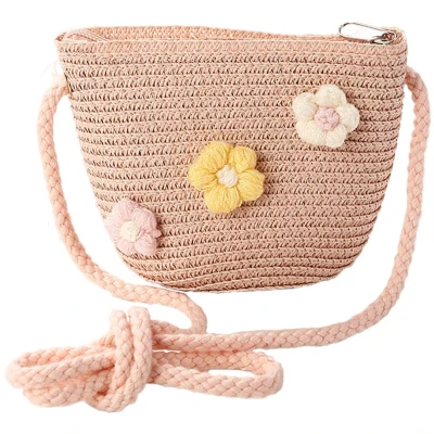 Afbeelding van Ibenzoa® Handgemaakte Bohemian Stijl Stro Schoudertas met Bloemendecoratie voor Zomeractiviteiten