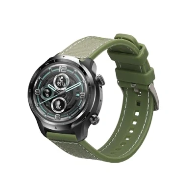 Afbeelding van kwmobile smartwatch bandje geschikt voor Ticwatch Pro 3 / Lite E3 polsband Armband fitnesstracker Siliconen en nylon horlogeband in donkergroen