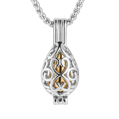 Afbeelding van Dutch Duvall Assieraad traan ashanger vorming met goudkleurige mini urn rvs zilver en goudkleurig gedenkhanger