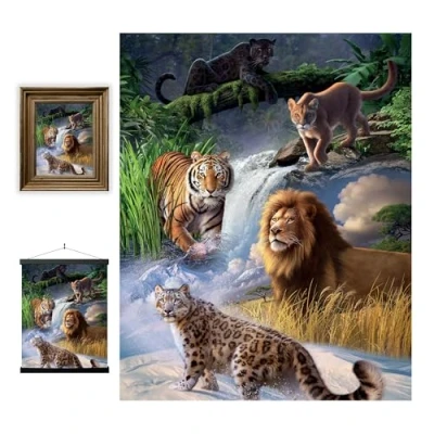 Afbeelding van 3D LiveLife Lenticulaire Kunstafdrukken aan de muur Grote Katten van Deluxebase. Niet ingelijste Wild Dier Poster. Origineel kunstwerk onder licentie bekende kunstenaar Jerry LoFaro