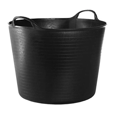 Afbeelding van RED HOG Container Emmer Mand Flexibel Flexi Multifunctioneel, voor Thuis, Stal, Tuin, Garage, Dieren, Bouw, Opslag, Dragen, Wassen, Voeren, Hefvermogen tot 120 kg, 42 L Zwart