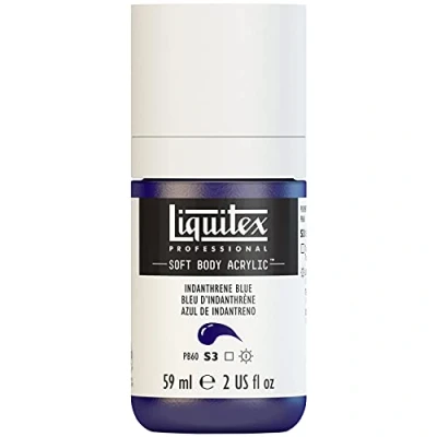 Afbeelding van Liquitex 1959322 Professionele acrylverf voor zachte huid kunstenaarsverf in romige, ondoorzichtige consistentie, hoge pigmentatie, lichtecht en verouderingsbestendig, fles van 59 ml indantreenblauw