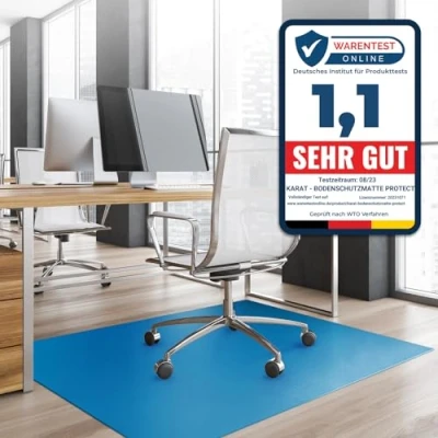 Afbeelding van KARAT Vloerbeschermingsmat voor harde vloeren Neo vloerbescherming beschermingsmat bureaustoel parket laminaat vloermat dikte: 1,5 mm (blauw, 90 x 50 cm)