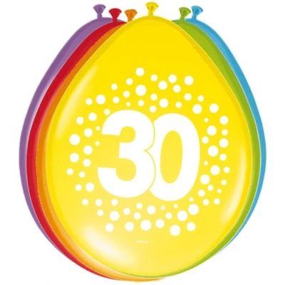 Afbeelding van Ballonnen 12in/30cm Rainbow Dots 30 /8