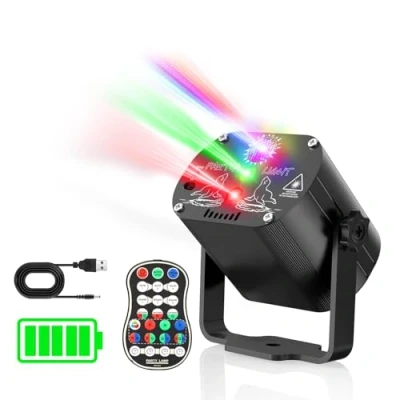 Afbeelding van Tyonto Draadloze discobol, partylicht, 4500 mAh batterij, muziekgestuurd, discolicht, 60 verschillende patronen, stroboscoopeffect, met afstandsbediening en 2 m USB (USB, zwart)