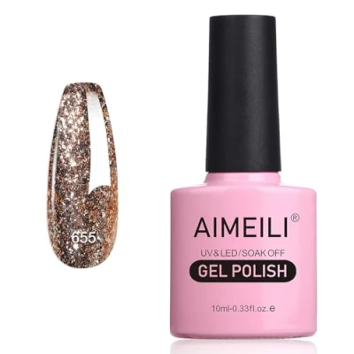Afbeelding van AIMEILI Semi Permanente Gel Nagellak Soak Off UV LED Glitter Klassieke Herfst &amp; Winter Kleur 10ML 655