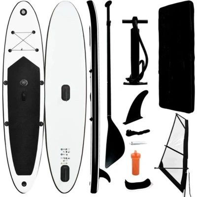 Afbeelding van vidaXL Stand Up Paddleboard opblaasbaar met zeilset zwart en wit