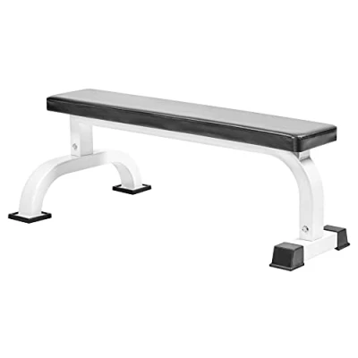 Afbeelding van Bad Company BCA 01 Halterbank, platte bank, 110 x 66 41 cm, trainingsbank voor krachttraining thuis, wit