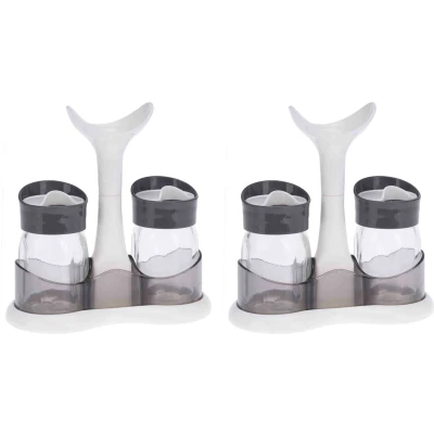 Afbeelding van 2x Stuks Setje van Peper en zout vaatjes/strooiers 3 Delig wit 80 ml zoutstel