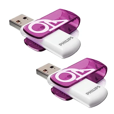 Afbeelding van Philips USB stick 2.0 64GB Vivid Paars 2 stuks FM64FD05D