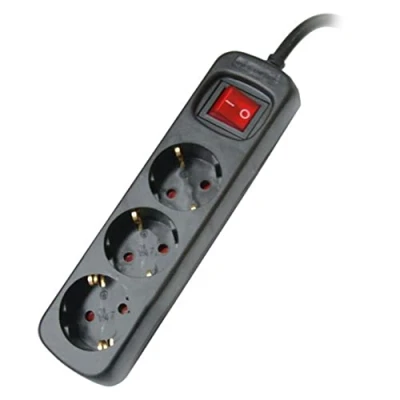 Afbeelding van Silver Electronics 9643 stekkerdoos, 3 uitgangen, met schakelaar, zwart, 1,5 m