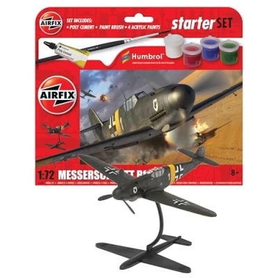 Afbeelding van 1:72 Airfix 55014 Messerschmitt Bf 109F 4 Propeller Vliegtuig Starter Set Plastic Modelbouwpakket