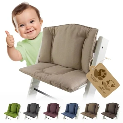 Afbeelding van Bambiniwelt Vervangende hoes, zitkussen, kussenset, stoelverkleiner compatibel met STOKKE Tripp Trapp voor kinderstoel, gemêleerd (gemêleerd beige)