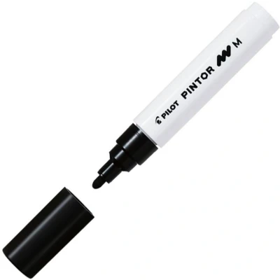 Afbeelding van Pilot Pintor Zwarte Verfstift Medium marker met 1,4mm schrijfbreedte Inkt op waterbasis Dekt elk oppervlak, zelfs de donkerste Teken, kleur, versier, markeer, schrijf, kalligrafeer…
