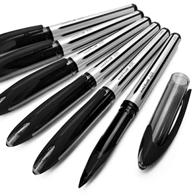 Afbeelding van 12 zwarte Uni Ball Air Micro rollerball UBA 188 L met 0,7 mm fijne punt, medium