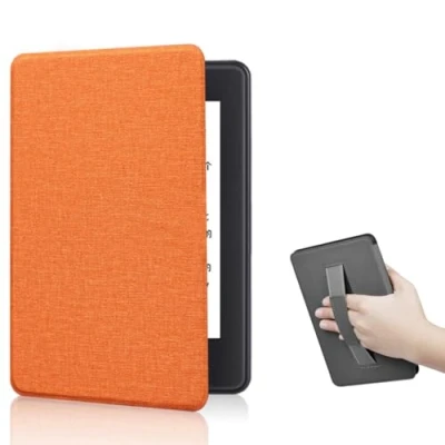 Afbeelding van voor 7 inch Kindle Paperwhite 12e Generatie 2024 en Colorsoft Signature Edition Case, Auto Sleep Wake, Polsband Functie Case (Oranje)