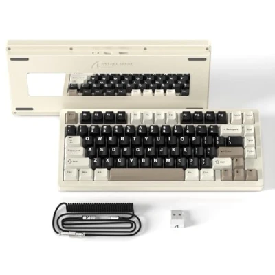 Afbeelding van ATTACK SHARK X75 VIA QMK Met Volledig Aluminium Draadloze Mechanische Gaming Toetsenbord, Bluetooth/2.4G/Usb C, Hot Swap Lineaire Schakelaars RGB, 75% QWERTY Layout Vijf Laagse Demping Wit