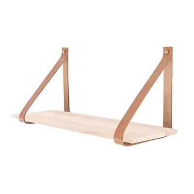Afbeelding van TAK Design Hout Shelfie Boekenplank met Leerbanden 20 x 60 cm Wit