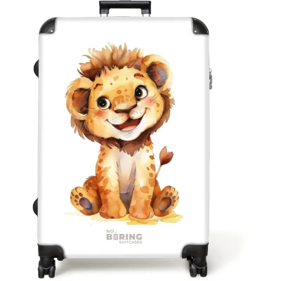 Afbeelding van NoBoringSuitcases.com® Koffer groot Reiskoffer lichtgewicht Baby leeuw Rolkoffer met 4 wielen Grote trolley XL 98 liter bagage