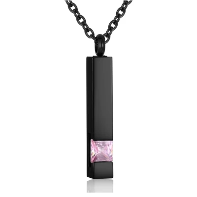 Afbeelding van Luxe Ashanger Met Ketting Assieraad Zwart Roze Steen As Gedenksieraad Urn Incl. vuller