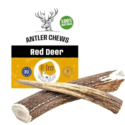 Afbeelding van RF DEER Hondenkluif met hertengewei Een natuurlijke, veilige en gezonde traktatie voor uw hond Verkrijgbaar in verschillende varianten maat XXL, 19 21 cm HARDE versie