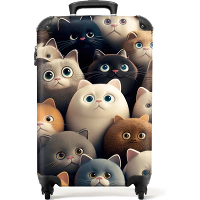 Afbeelding van NoBoringSuitcases.com® Kinderkoffer trolley met kittens Kindertrolley 55x35x25