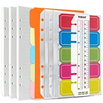 Afbeelding van DY.2ten Hervulbare A6 Notebook Set, 3 pack gevoerd navulpapier, doorzichtige ritsbinderzakken, verdelers, indextabbladen, liniaal Marker, papieren navulling voor 6 ringen navulbare Binder
