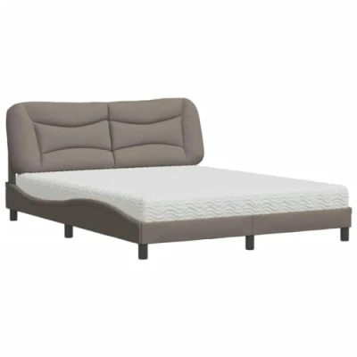 Afbeelding van vidaXL Bed met matras stof taupe 160x200 cm