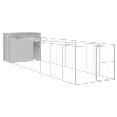 Afbeelding van vidaXL Hondenhok met ren 214x865x181 cm staal lichtgrijs