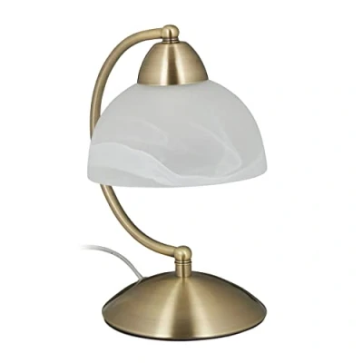 Afbeelding van Relaxdays tafellamp touch functie bureaulamp E14 nachtlamp glas retro dimbaar messing