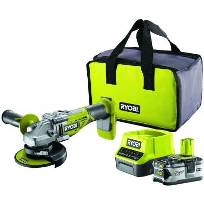 Afbeelding van Ryobi R18AG7 140S ONE+ 18V Li ion accu haakse slijper set 1x 4,0Ah in tas 125mm Koolborstelloos 5133004231