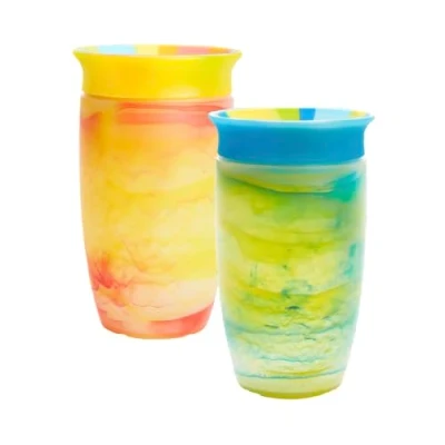 Afbeelding van Munchkin Miracle 360 6+ maanden 10 oz Baby Sippy Cups (2 Pack) Free Flow Beaker voor peuters. Trainer Cup, BPA vrij, morsvrij, Dishwasher Safe Water Bottle met Easy Grip Handgrepen. (Blauw/Geel)