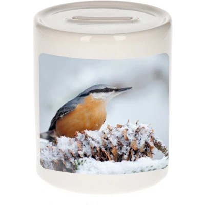 Afbeelding van Foto boomklever vogel spaarpot 9 cm Cadeau vogels liefhebber Spaarpotten