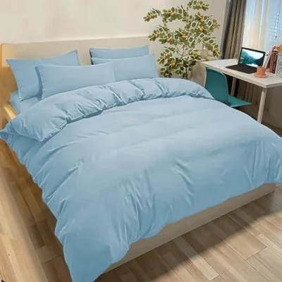 Afbeelding van Poligino Dekbedovertrek 230 x 220 cm met 2 kussenslopen van 50 80 cm, lichtblauw, voor tweepersoonsbed, microvezel