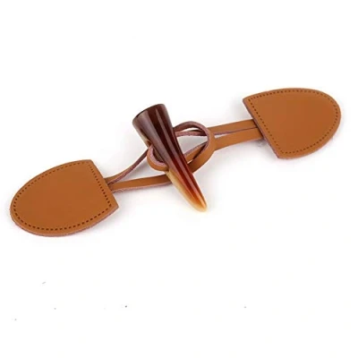Afbeelding van 4 Stuks PU Lederen Naaien Toggle met Hars Hoorn Knop Kleding Knoppen Accessoires Jas/Toggle Bevestiging