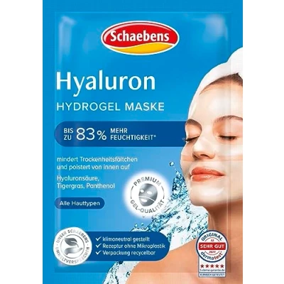 Afbeelding van Schaebens Hyaluron Hydrogel Masker Mega Booster hydrateert intensief en vult op. Met hyaluronzuur, tijgergras panthenol voor alle huidtypes.