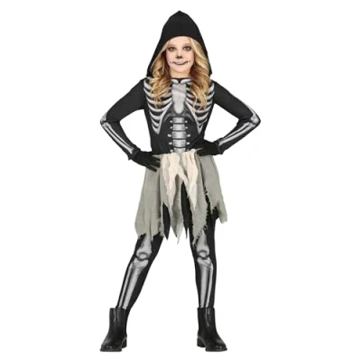 Afbeelding van Guirca Spook &amp; Skelet Kostuum Niet Zo Hongerig Meisje Zwart, Grijs 10 12 jaar Halloween Verkleedkleding