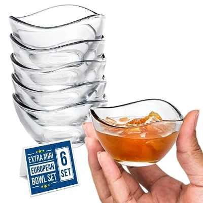 Afbeelding van Clear Glass Prep Bowls, Dip Stapelbare glazen kommen, Set van 6, Mixing Dessert Ijs Snack Sauce voor koken Ingrediënt, Tapas, Sundae Fruit Trifle, 66 cc
