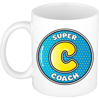 Afbeelding van Bellatio Decorations Cadeau mok/beker Super coach wit 300 ml feest mokken