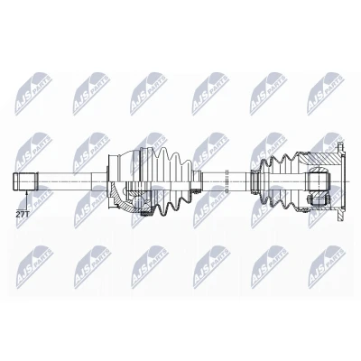 Afbeelding van NTY NPW NS 084 Aandrijfas Vooras, Vooras links, rechts 521mm NISSAN: Terrano II SUV (R20) 2.4 i 12V 4WD, 2.7 TDi 3.0 Di 4WD