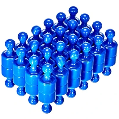 Afbeelding van First4magnets F4MSBU 48 blauwe kegelmagneet kantoor en koelkast (12 mm diameter x 21 hoog) (verpakking van 48), zilver, 25 10 3 cm